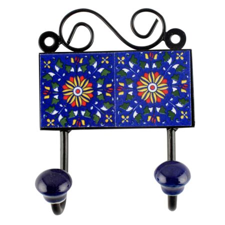 Ceramic Tile Hook in Navy Blue